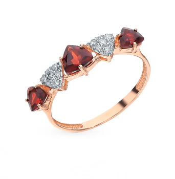 

Gold ring with cubic zirconia and Garnet sunlight
