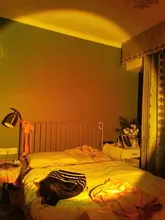 Lámpara de proyector de Estrella de Atardecer, coran,proyector estrellas,luz Led de noche de arcoíris, decoración de mesa con enchufe USB, señal de neón, Sensor de movimiento de fondo, Luna y habitación