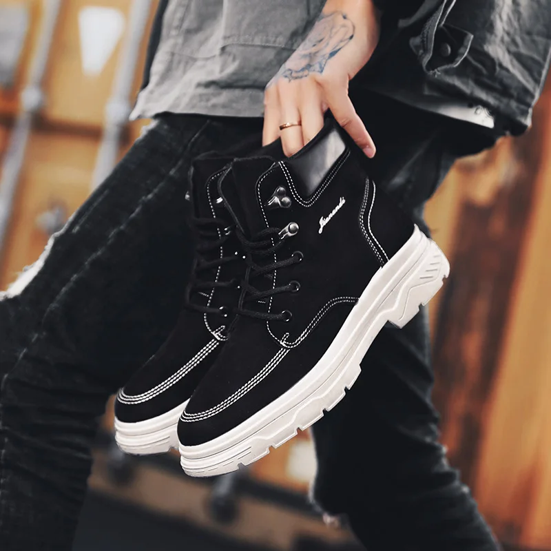 

2019 Autumn And Winter New England Wind All Matching Tooling Shoes Tide Shoes Men's Casual High Help Martin Boots Size 39-44