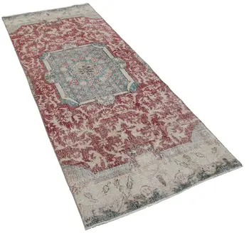 

96x250 Cm Red Handmade Overdyed Runner Rug-3x8 Ft
