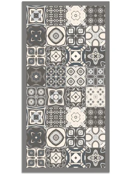

Panorama® Vinyl Rug Printed with Vintage Tiles Design in Blue Colour 47 x 69 inches | Kitchen Carpet | Living Room Rug | XXL Rugs | PVC Rugs