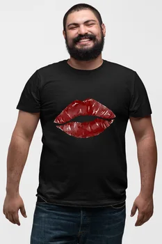 

Angemiel Wear Red Kiss Black Men 'S Cotton Big Size T-Shirt