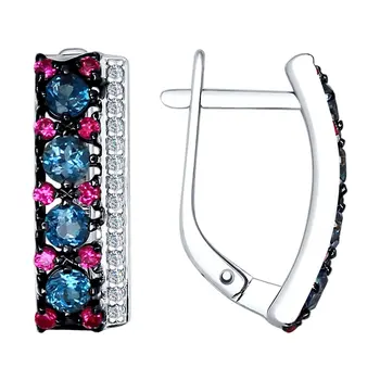 

Sokolov earrings in silver with Topaz and colorless and red cubic zirconia