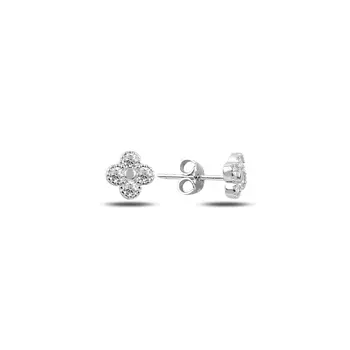 

Angemiel 925 Silver Zircon Stone Flower Earrings
