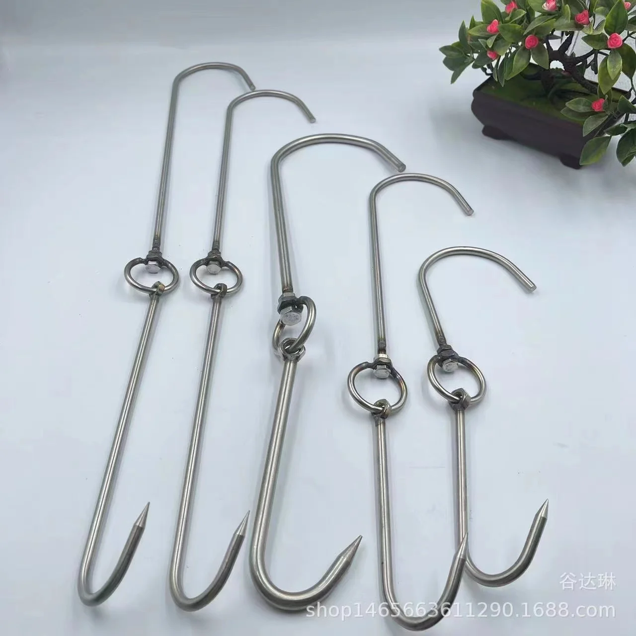 4pcs/lot stainless steel meat hook double meet kitchen hook bacon/jig/burning/roast duck/turkey tool