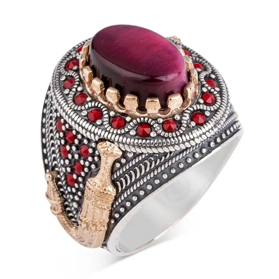 

Men Silver Ring Vintage Red Agate Stone Silver Ring Made In Turkey Solid 925 Sterling Silver