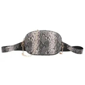 

Hot sale Fashion Snake Pattern Leather Chain Belt Bags Phone Pouch Women PU Leather Waist Bags Female Fanny Packs