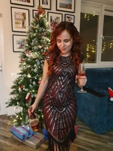 Summer Women Dress 1920s-Flapper-Dress Sequin-Fringe Party-Midi Great-Gatsby Sleeve O-Neck