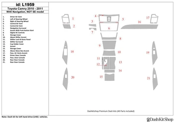 

Interior lining for Toyota Camry 2010-2011. Set L1959.