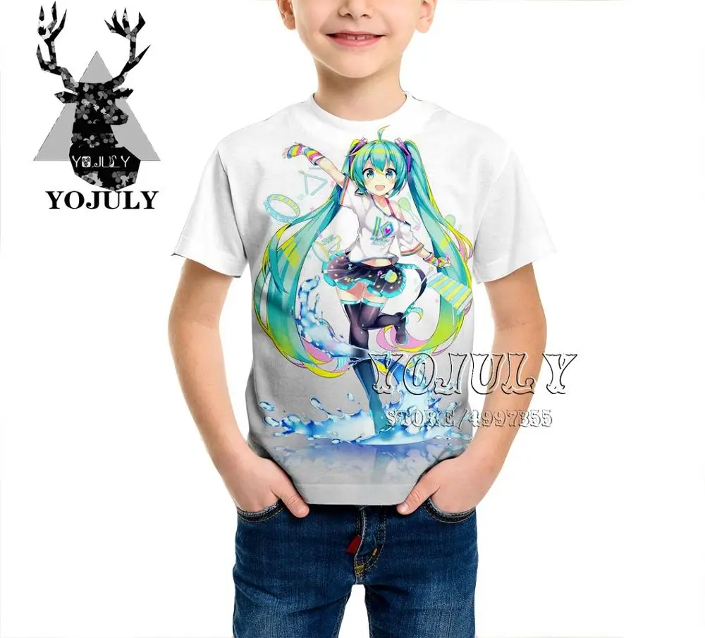 YOJULY Hatsune Miku Harajuku/детская одежда с 3d принтом для маленьких мальчиков и девочек-подростков детская футболка модные футболки для певицы Modis A479