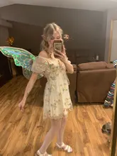 Mini Dress Puff-Sleeve Lace Print Chiffon French Korean-Style Sexy Vintage Women Floral