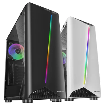 

Mars Gaming MCX, Gamer PC box, Semitorre ATX, tempered glass side window, computer box with RGB fan DUAL RING