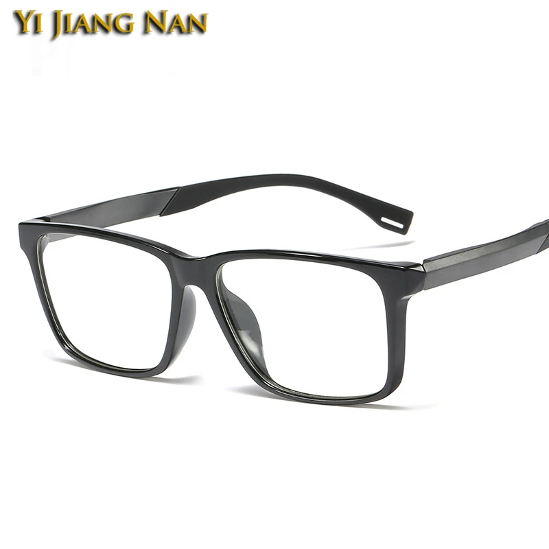 Мужские модные квадратные очки, оправа TR90, винтажные очки Armacao Oculos De Grau, оптические очки для женщин - Цвет оправы: Bright Black