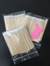 300 Uds desechables Ultra-pequeño hisopo de algodón sin pelusa Micro cepillos madera bastoncillos de algodón torundas de algodón con pegamento para extensión de pestañas quitar herramientas