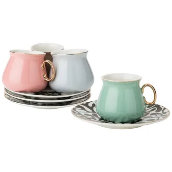 

Coffee set for 4 per. 8PR. 90 ml, 4 colors: gray, coffee, pink, green-blue