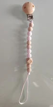 Chupete de madera para bebé, cadenas de Clip, cuentas de ganchillo para bebé, chupete de cuentas de silicona, Sostenedor juguete, correa de correa