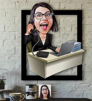 

Personalized Women 'S Assistant Caricature OF 3D Wood Tablo-1 Reliable Quality Cost Effective Gift Home Decoration Wall Modern