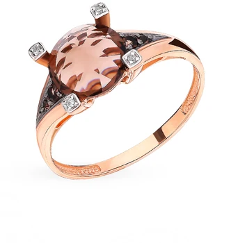 

Gold ring with раухтопазами sunlight sample 585