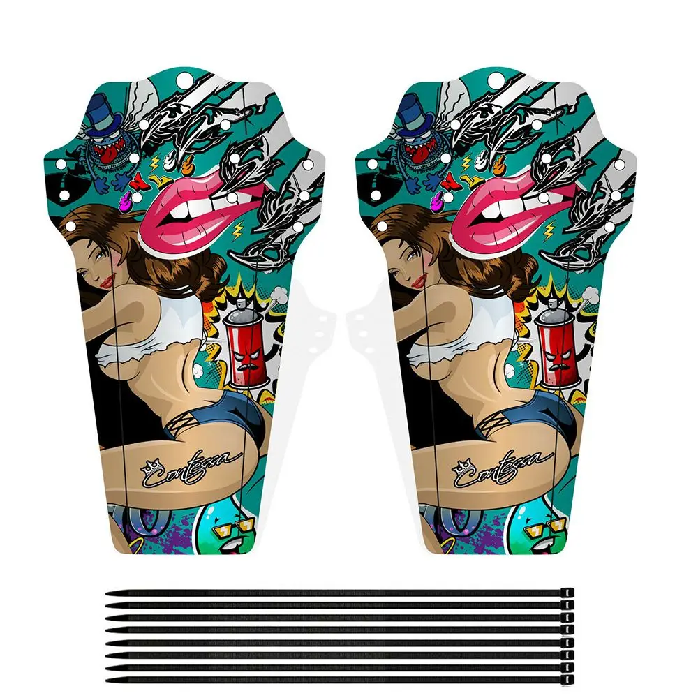1PC Front Rear Bike Tyre Guard MTB Mudguards Plastic Fine Bicycle Fenders Colour Printing MTB Mountain Wings Mud Accessories bicycle fender