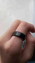 Konoha-Anillo de hoja con Logo de la villa Symbal, Sasuke Itachi Ninja, joyería de Anime de acero y titanio, color negro, venta al por mayor