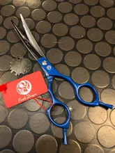 Tijeras de peluquería canina para mascotas, tijeras profesionales curvadas con dragón púrpura de 6,5 , 7,0, 440C, Z4009