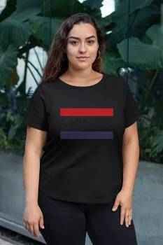 

Angemiel Wear Girlism Flag Black Women Cotton Large Size T-Shirt