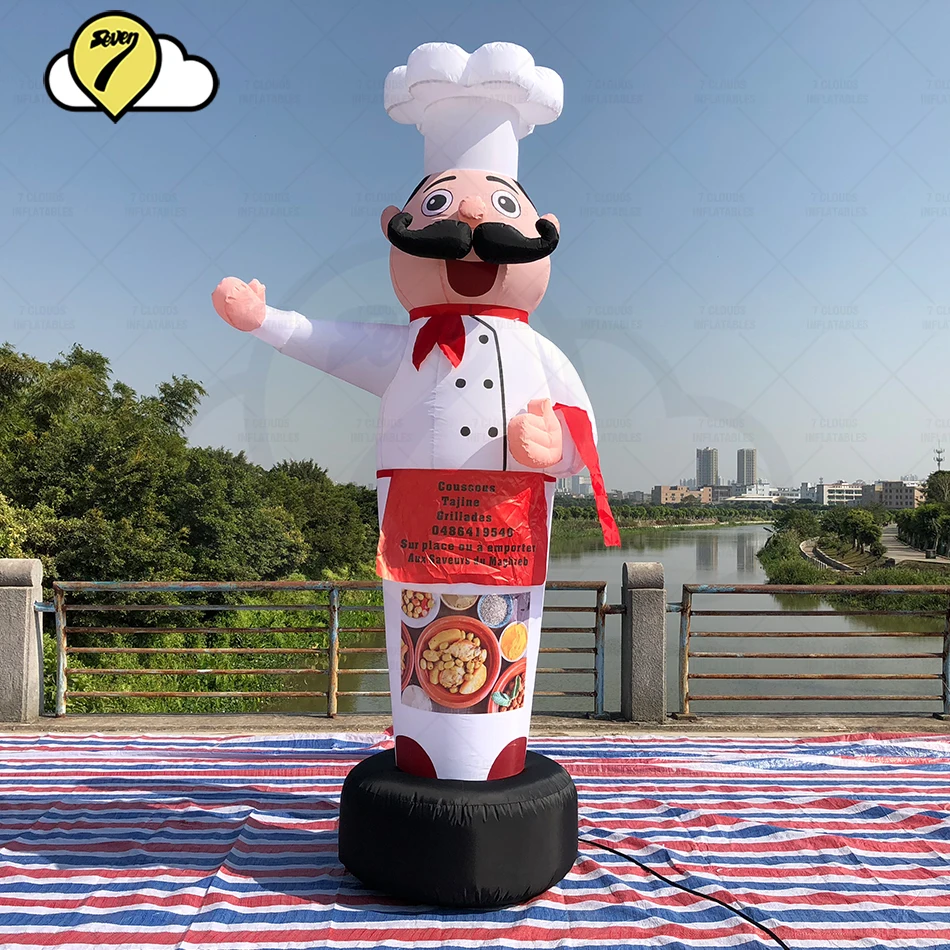 Restaurant Advertising Inflatables Cooking Chef Man Mascot Costume Kitchener Welcome Balloons Air Dancer Sky Tubeman With Blower 3
