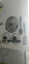 6 unids/set soporte de tapa de olla montado en la pared colgante titular de tapa de olla Rack de plástico estante de almacenaje para cocina organizador de cocina