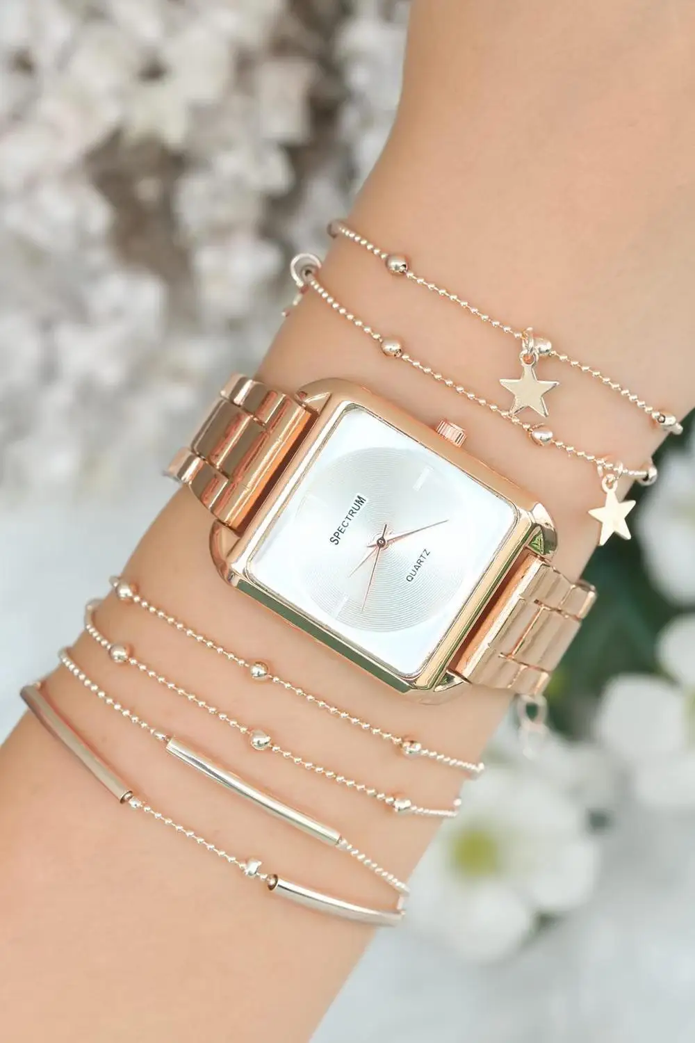 

Spectrum Metal Band Women Wristwatch Combination