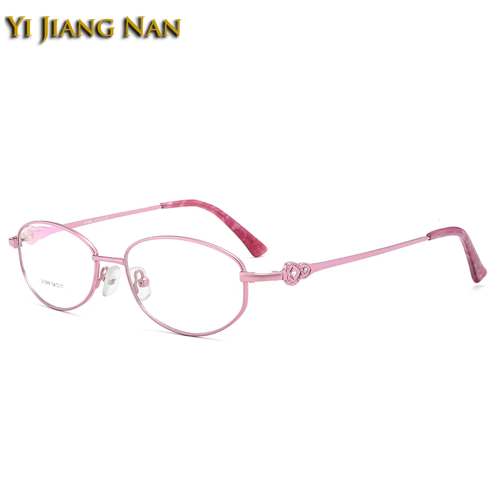 Новые модные женские круглые очки из сплава, розовые оправы для оптических очков, женские очки с золотым рецептом, индивидуальные линзы, очки для очков