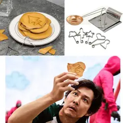 Jeu de calmar en acier inoxydable, Dalgona coréen, ensemble d'outils de fabrication de bonbons, jeu de calmar, tarte au sucre, jeu chaud pour Ppopgi, ensemble d'outils de fabrication 