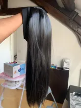 Pelucas de diadema largas y rectas para mujeres negras, pelo sintético resistente al calor, hecha a máquina, 20, 22, 24, 26, 28 y 30 pulgadas
