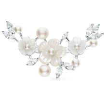 Серебряная брошь с фианитами и жемчугом SUNLIGHT проба 925