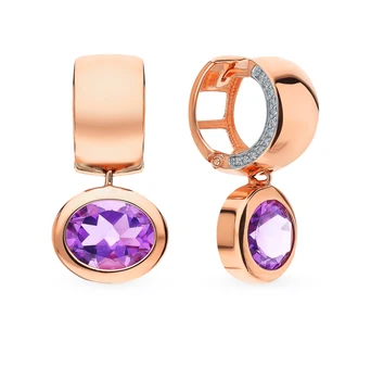 

Gold earrings with amethyst and cubic zirconia sunlight sample 585
