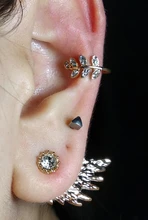 Pendientes de cartílago falso para mujer, aretes pequeños, sin piercing, Color dorado
