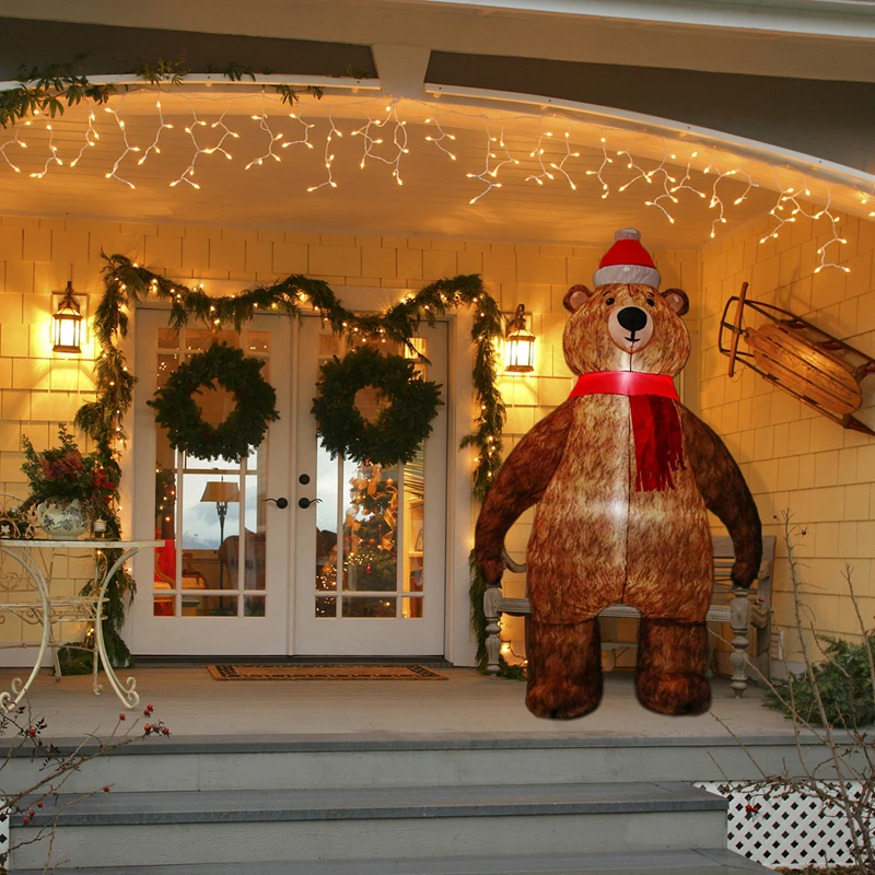 1.2 1.8m inflável natal urso luz da