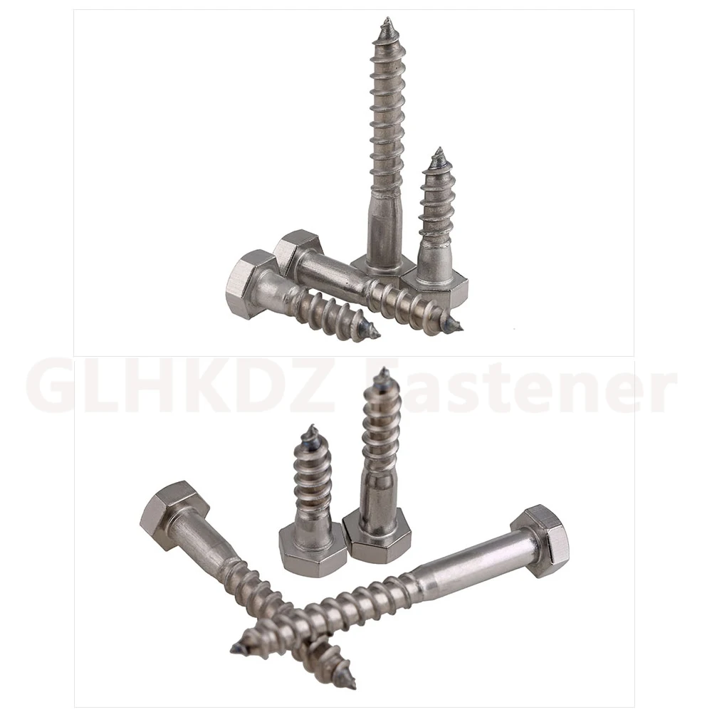 M6 M8 M10 M12 External Hex Hexagon Head Self Tapping Wood Screw Coach Screw Lag Bolt 30mm to 150mm A2 304 Stainless Steel DIN571