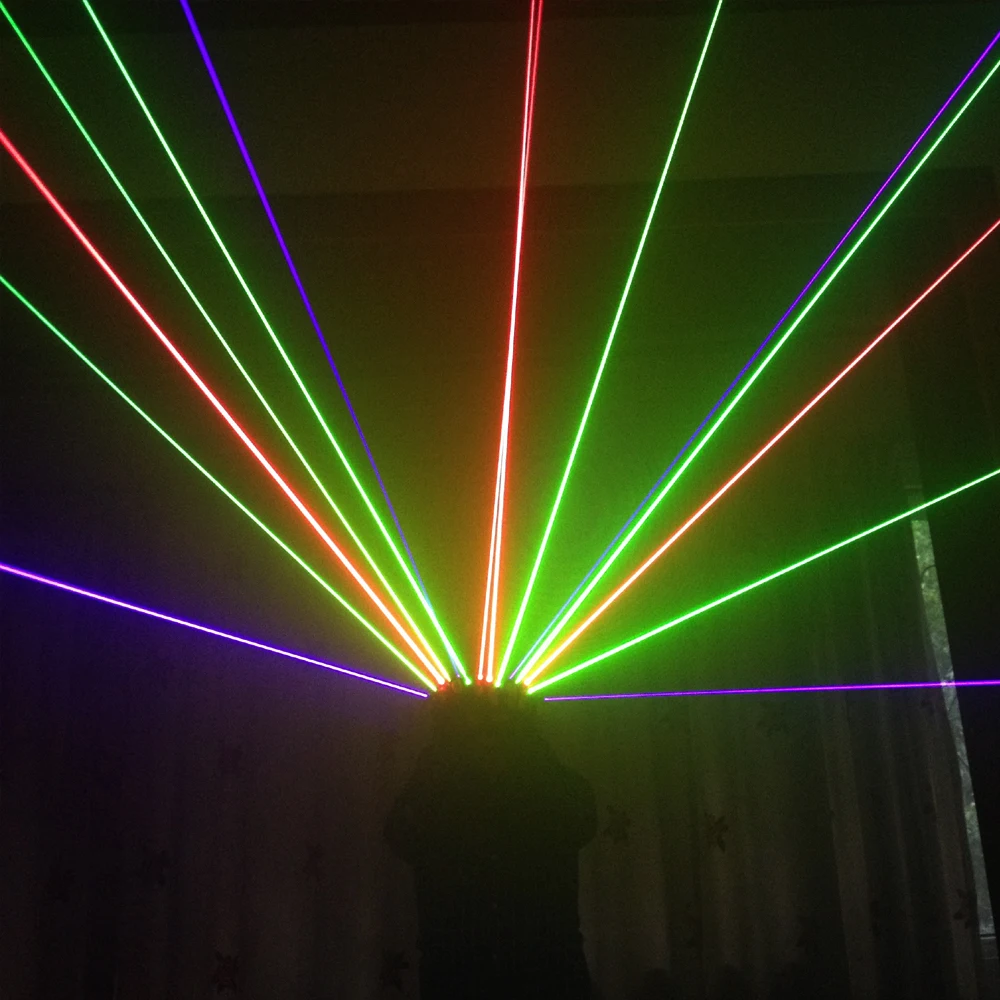 RGB лазерные перчатки с 7 шт лазером 3 зеленый + 2 красный Фиолетовый Синий