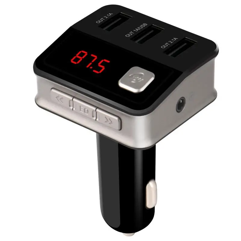 3 порта Автомобильный fm-передатчик Handsfree беспроводной Bluetooth AUX Transmiter 2.1A USB зарядное устройство lcd FM модулятор автомобильные аксессуары - Название цвета: Черный