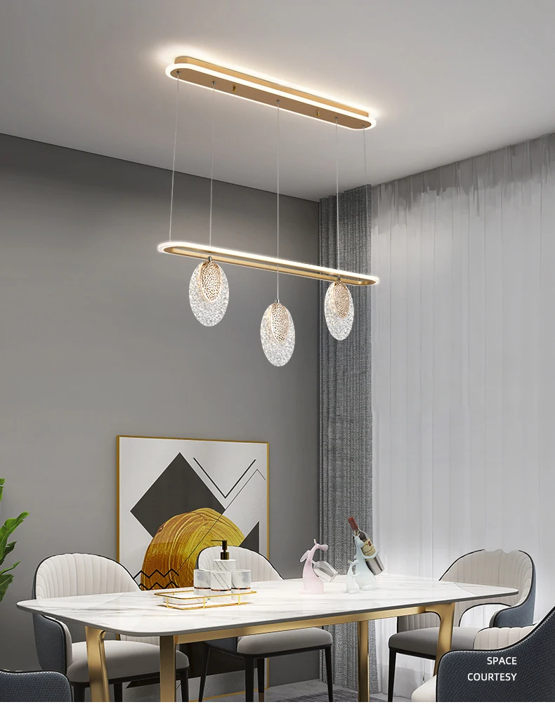 Modern Luxury LED Chandelier For Kitchen Island Dining Table Interior Home Decor Golden Pendant Lamp Ring Ceiling Hanging Light bathroom chandeliers