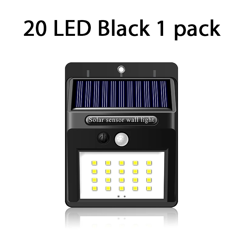 20LED Black 1 pack Inghoo Солнечный свет Открытый 20 светодиодный беспроводной водонепроницаемый безопасности Солнечный датчик движения огни - Испускаемый цвет: 20LED Black 1 pack