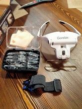 Gafas de aumento con luz LED y soporte para la cabeza, lupa de lectura manos libres para joyería, lupa artesanal