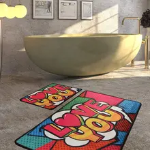 Коврики для ванной нескользящие Противоскользящие коврики противоскользящие красные Love Djt 2'Li набор 60X100 см-50X60 см