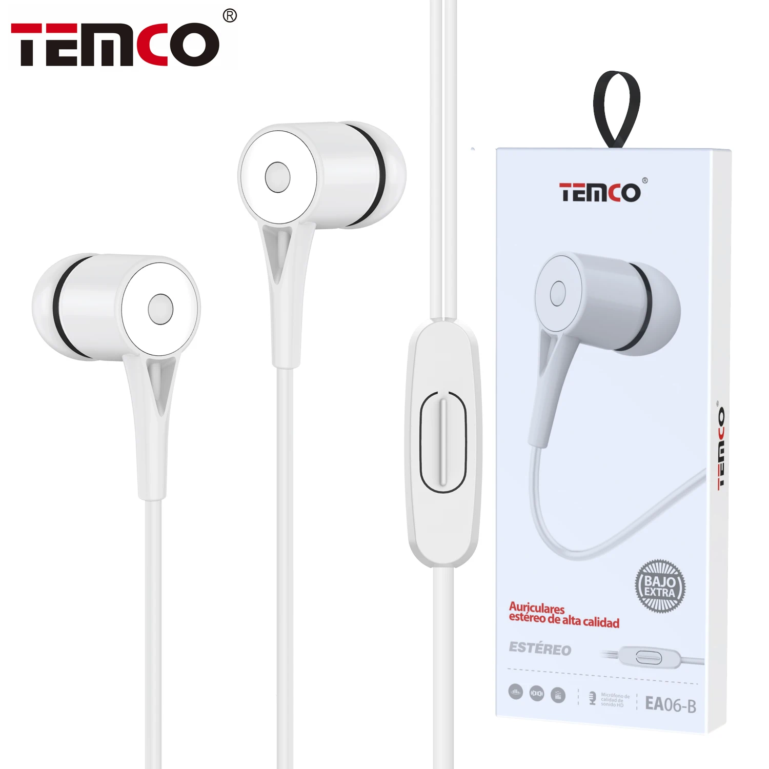 Earbuds with cable and jack connector 3 5mm EA06 helmets for mobile and computer