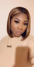 Peluca de cabello humano con encaje transparente para mujer, postizo de encaje frontal de 13x4, Bob ombré corte, pelo brasileño predespuntado