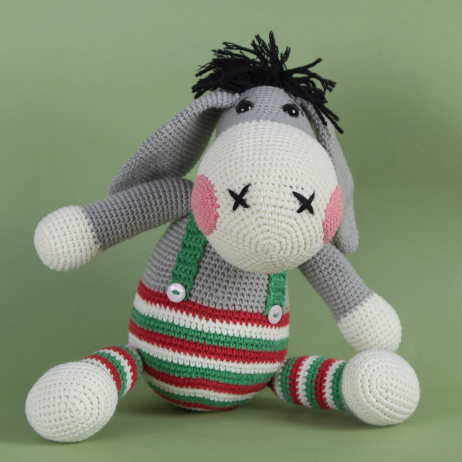 33 cm Teddy Donkey Handmade Amigurumi Fiber Stuffed Cute Toy Knit Crochet Doll High-Quality Cotton Yarn safe for Babies | Игрушки и