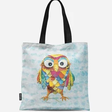 Многоразовая хозяйственная сумка эко женская сумка складная сумка для пляжа повседневное использование сумка на плечо Повседневная парусиновая с принтом совы