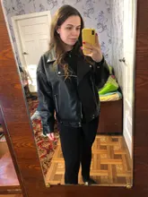 Jacket Women Basic-Coat Moto Aelegantmis Faux-Leather Plus-Size Winter Outerwear Autumn