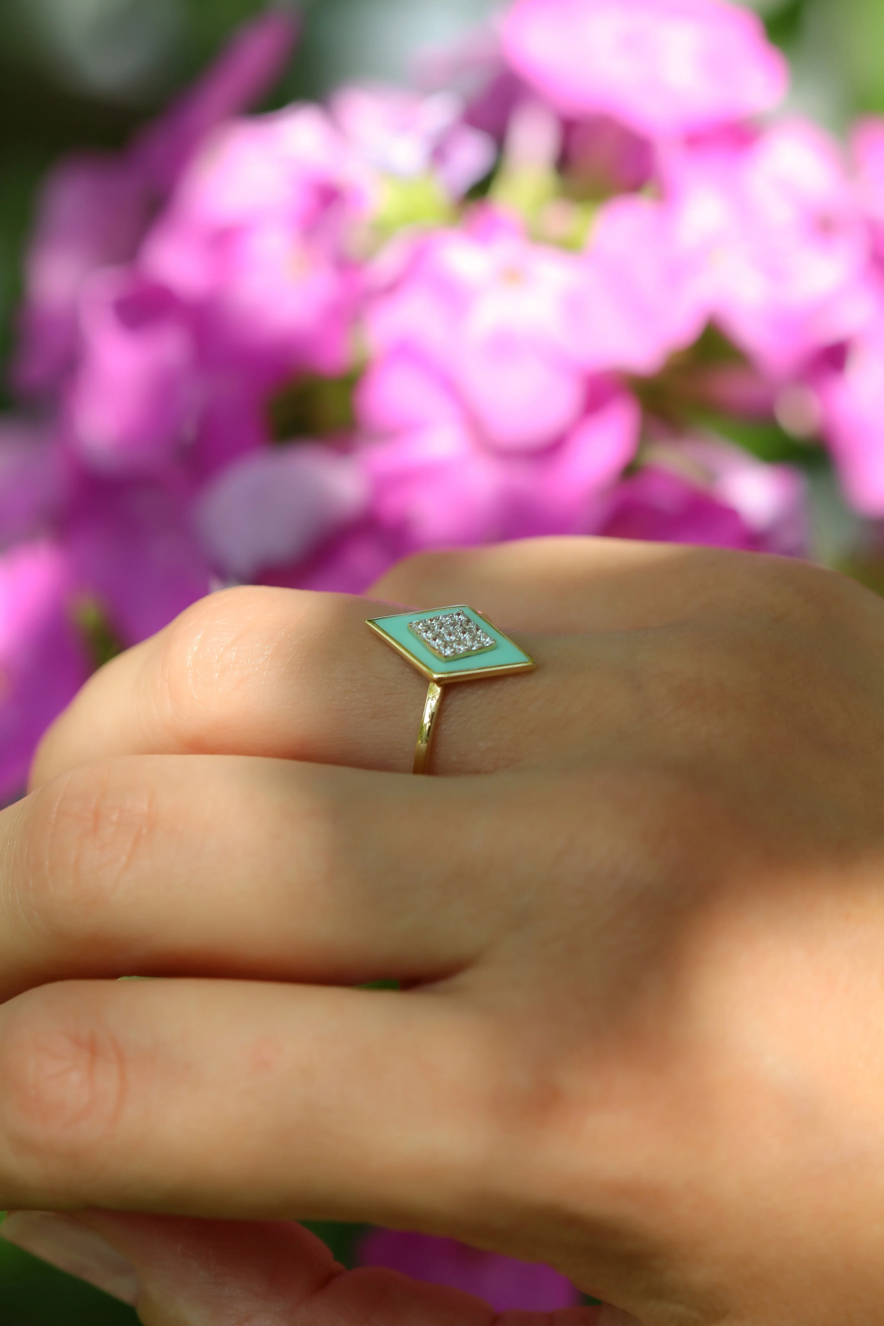 

Real 14K Gold Mint Green Zircon Stone Rings for Women Fine Luxury Enameled Jewelry Ring Wedding Band Engagement Bridal New