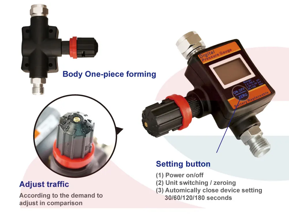 1/" Воздушный регулировочный клапан регулятор с цифровым манометром для распылительных пистолетов и пневматических инструментов